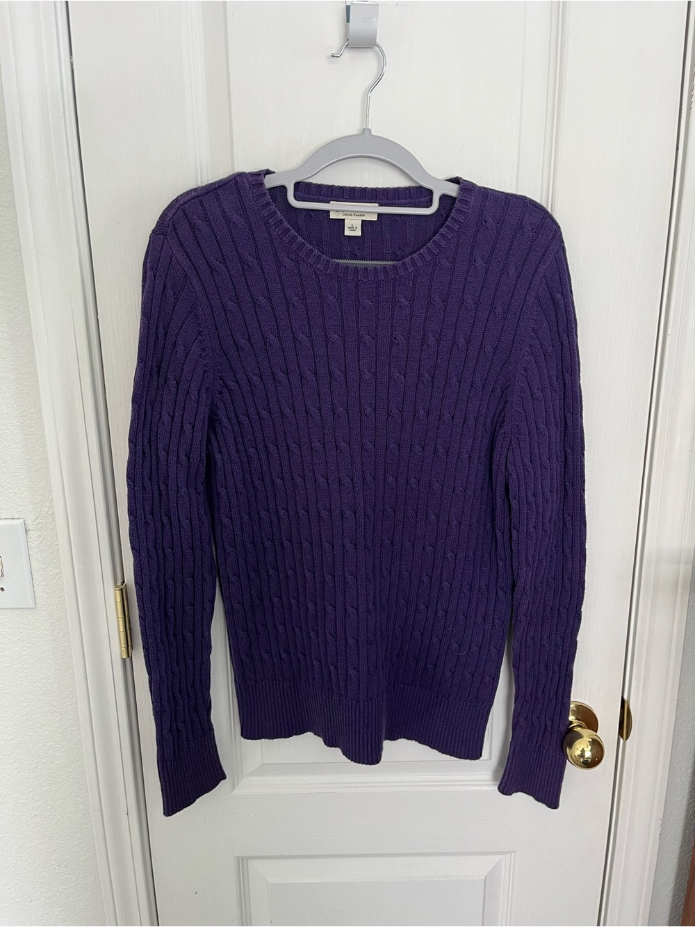Cable knit purple sweater